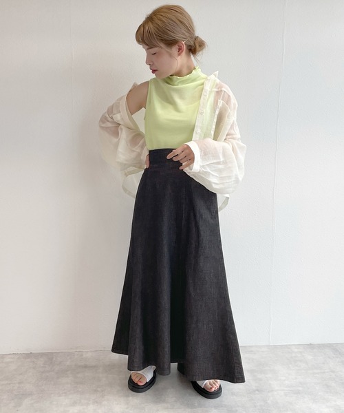 w closet（ダブルクローゼット）の「デニムマーメイドスカート（デニムスカート・レディース・ブラック/ブルー・FREE）」の10枚目の写真