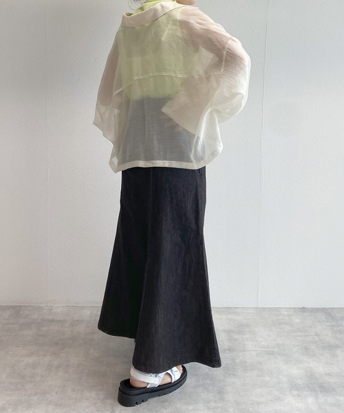 w closet（ダブルクローゼット）の「デニムマーメイドスカート（デニムスカート・レディース・ブラック/ブルー・FREE）」の16枚目の写真