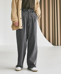カットオフヴィンテージ加工セミワイドストレートデニムパンツ EMMA CLOTHES