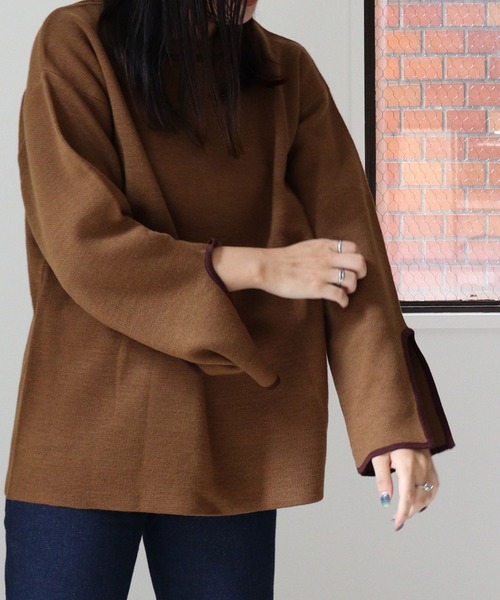 DONOBAN（ドノバン）の「前後2WAYラインニット（ニット/セーター・レディース・ブラック/ベージュ/ブロンズ・F）」の9枚目の写真