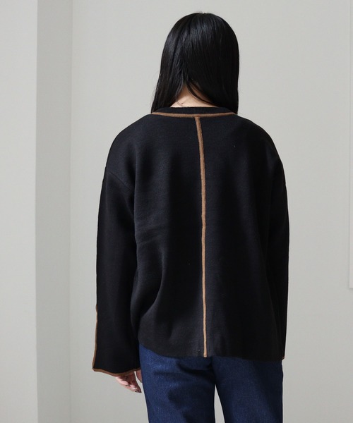 DONOBAN（ドノバン）の「前後2WAYラインニット（ニット/セーター・レディース・ブラック/ベージュ/ブロンズ・F）」の6枚目の写真