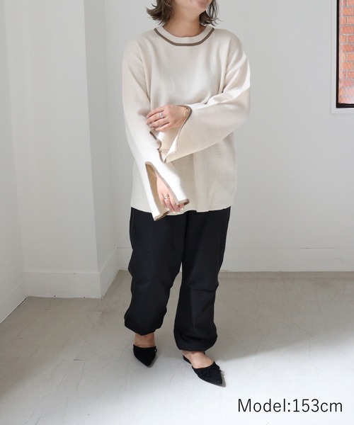 DONOBAN（ドノバン）の「前後2WAYラインニット（ニット/セーター・レディース・ブラック/ベージュ/ブロンズ・F）」の7枚目の写真