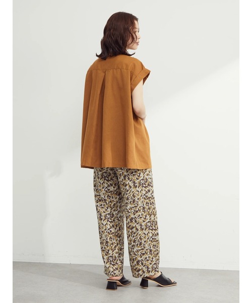 Green　Parks（グリーンパークス）の「バンドカラーショートスリーブブラウス（シャツ/ブラウス・レディース・カーキ/ブルー/キャメル/ブラック・FREE）」の9枚目の写真