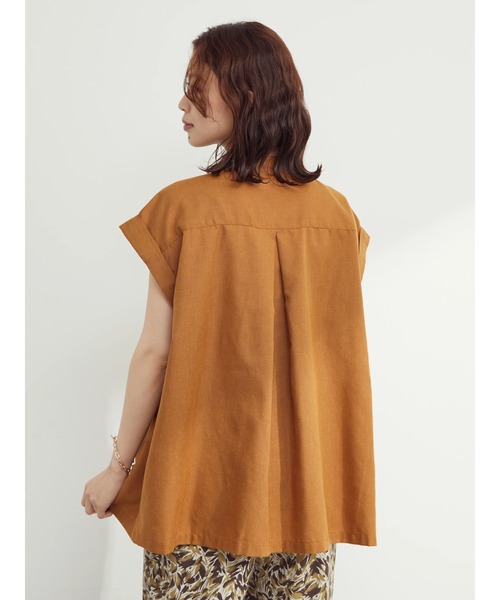 Green　Parks（グリーンパークス）の「バンドカラーショートスリーブブラウス（シャツ/ブラウス・レディース・カーキ/ブルー/キャメル/ブラック・FREE）」の6枚目の写真