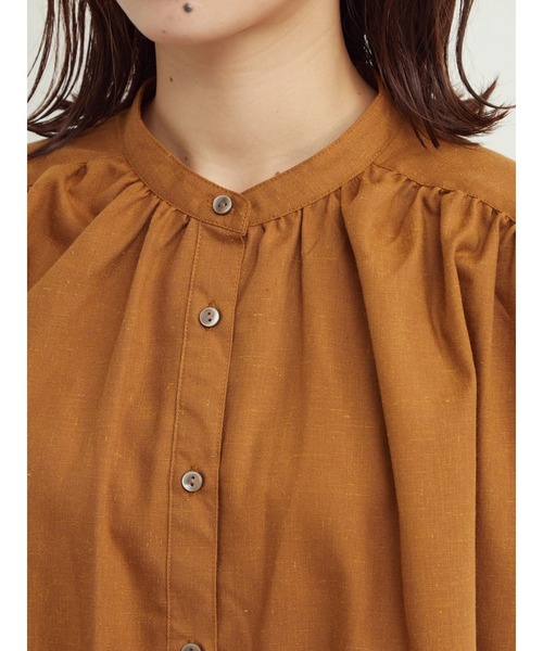 Green　Parks（グリーンパークス）の「バンドカラーショートスリーブブラウス（シャツ/ブラウス・レディース・カーキ/ブルー/キャメル/ブラック・FREE）」の10枚目の写真