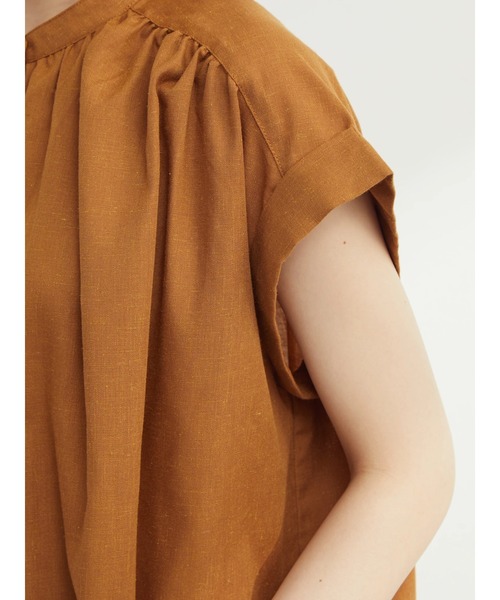 Green　Parks（グリーンパークス）の「バンドカラーショートスリーブブラウス（シャツ/ブラウス・レディース・カーキ/ブルー/キャメル/ブラック・FREE）」の11枚目の写真