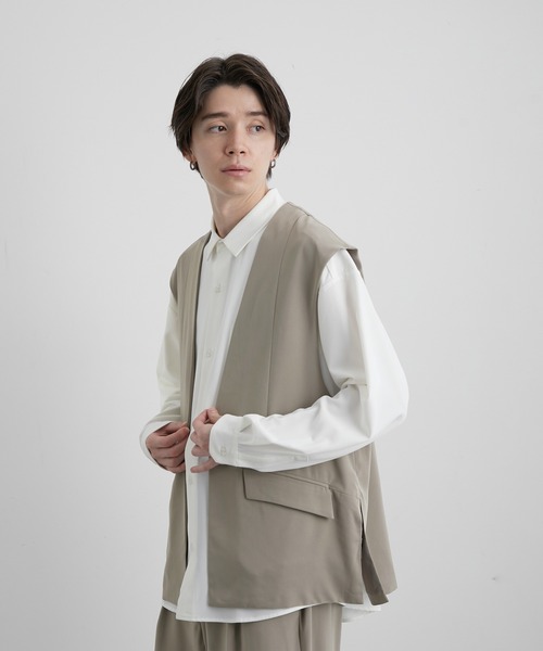 JUNRED（ジュンレッド）の「スローテックルーズベスト（ベスト・メンズ・ブラック/ベージュ系その他/グリーン系その他・S/M/L）」の3枚目の写真