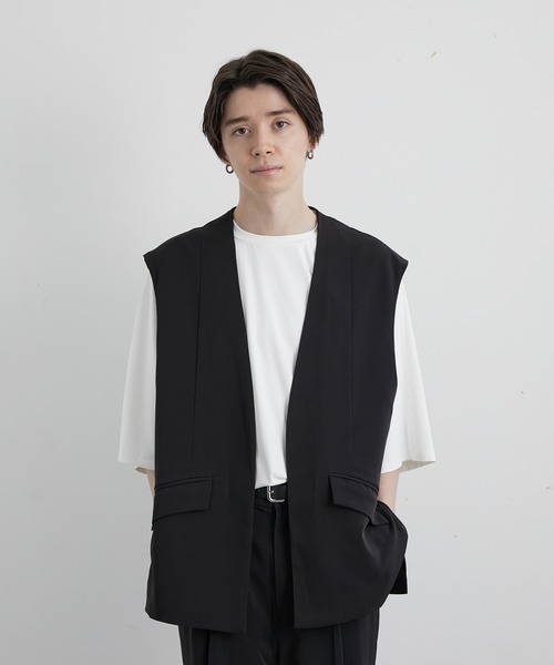 JUNRED（ジュンレッド）の「スローテックルーズベスト（ベスト・メンズ・ブラック/ベージュ系その他/グリーン系その他・S/M/L）」の2枚目の写真