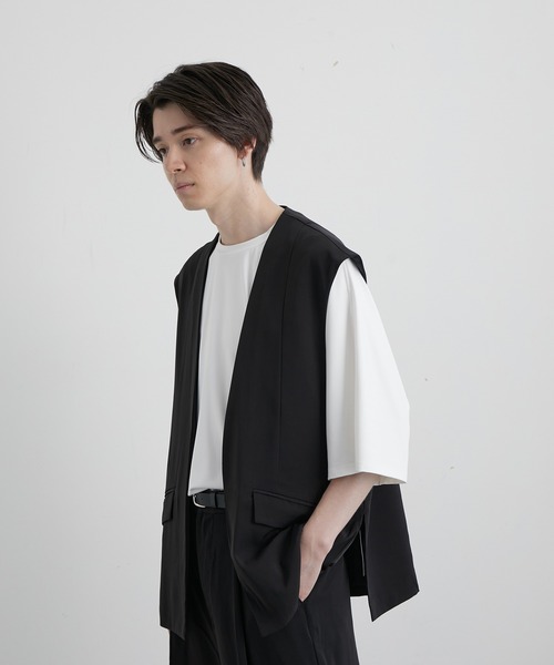 JUNRED（ジュンレッド）の「スローテックルーズベスト（ベスト・メンズ・ブラック/ベージュ系その他/グリーン系その他・S/M/L）」の4枚目の写真