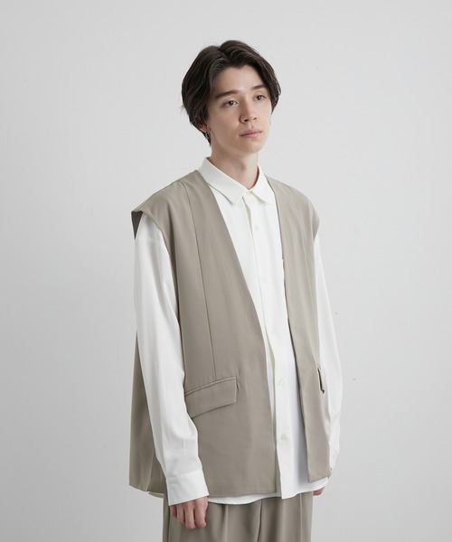 JUNRED（ジュンレッド）の「スローテックルーズベスト（ベスト・メンズ・ブラック/ベージュ系その他/グリーン系その他・S/M/L）」の7枚目の写真