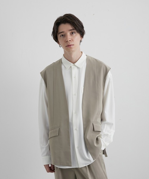 JUNRED（ジュンレッド）の「スローテックルーズベスト（ベスト・メンズ・ブラック/ベージュ系その他/グリーン系その他・S/M/L）」の8枚目の写真