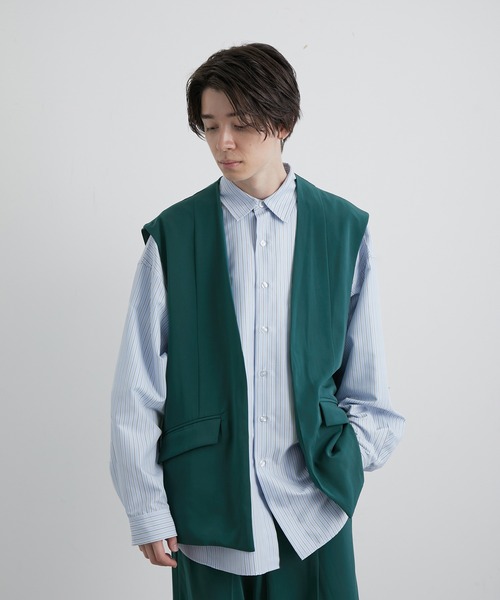 JUNRED（ジュンレッド）の「スローテックルーズベスト（ベスト・メンズ・ブラック/ベージュ系その他/グリーン系その他・S/M/L）」の9枚目の写真