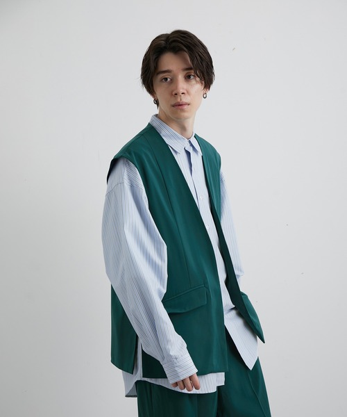 JUNRED（ジュンレッド）の「スローテックルーズベスト（ベスト・メンズ・ブラック/ベージュ系その他/グリーン系その他・S/M/L）」の10枚目の写真