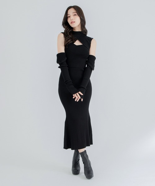 qumerry.（キュメリ）の「マーメイドニットワンピース（ワンピース・レディース・ブラック/アイボリー/ピンク系その他・SMALL/MEDIUM）」の5枚目の写真