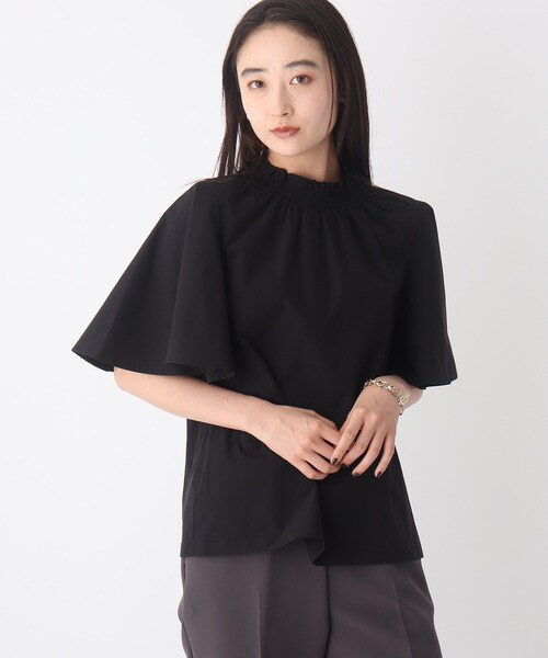 OPAQUE.CLIP(オペークドットクリップ)の「◆シャーリングハイネックブラウス【WEB限定カラー・サイズ】(シャツ/ブラウス・レディース・イエロー/パープル系/ホワイト系8/ブラック・40/38/42)」の3枚目の写真