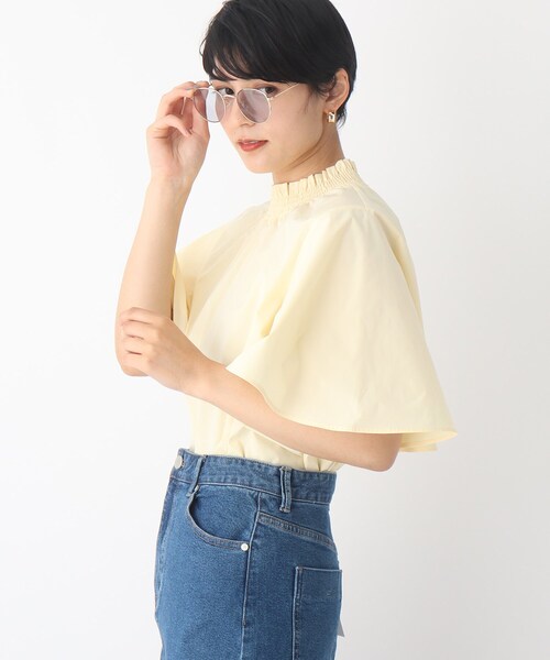 OPAQUE.CLIP(オペークドットクリップ)の「◆シャーリングハイネックブラウス【WEB限定カラー・サイズ】(シャツ/ブラウス・レディース・イエロー/パープル系/ホワイト系8/ブラック・40/38/42)」の5枚目の写真