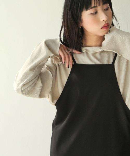 Chillfar(チルファー)の「ハイネックスリット袖トップス(Tシャツ/カットソー・レディース・ブラック/パープル/グレー/グレイッシュベージュ/アイボリー系・FREE)」の18枚目の写真