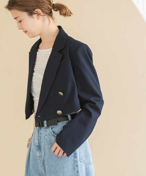 U by SPICK&SPAN（ユーバイスピックアンドスパン）の「マイクロブレザー（テーラードジャケット・レディース・ネイビー/その他4・FREE）」の3枚目の写真