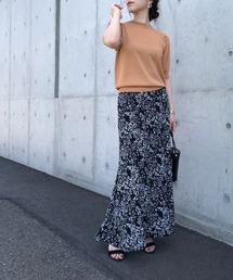 M.deux（エムドゥ）の「ZOZO限定■■Styling SET■■袖タックニット(オレンジ)＋デシンプリントスカート（ニット/セーター）」
