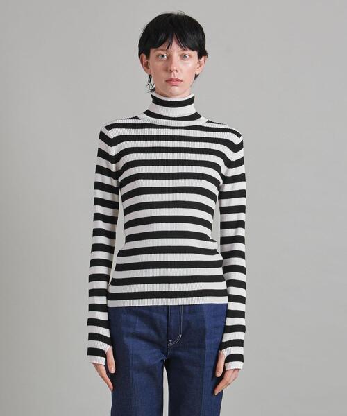＜LOEFF＞W ボーダー タートルネック リブニット LOEFF（ロエフ）の「＜LOEFF＞W ボーダー タートルネック リブニット