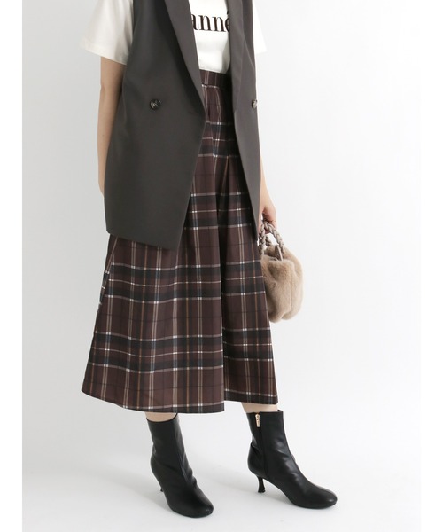 Te chichi(テチチ)の「タフタチェック/レオパードプリントスカート(スカート・レディース・カーキ/ブラウン/グレー・フリ-)」の2枚目の写真