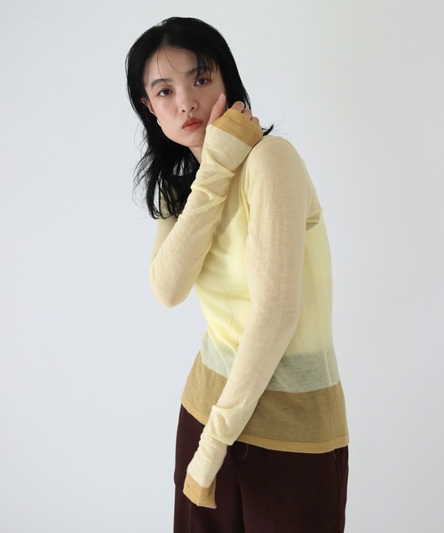 TENTO(テント)の「シアークルーネックニット(ニット/セーター・レディース・ブルー/オレンジ/ブラック/イエロー・FREE)」の5枚目の写真