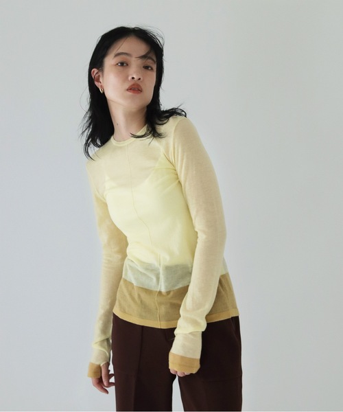 TENTO(テント)の「シアークルーネックニット(ニット/セーター・レディース・ブルー/オレンジ/ブラック/イエロー・FREE)」の7枚目の写真