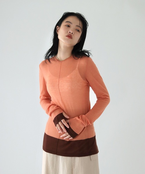 TENTO(テント)の「シアークルーネックニット(ニット/セーター・レディース・ブルー/オレンジ/ブラック/イエロー・FREE)」の9枚目の写真