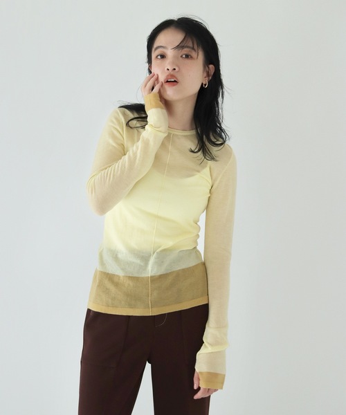 TENTO(テント)の「シアークルーネックニット(ニット/セーター・レディース・ブルー/オレンジ/ブラック/イエロー・FREE)」の6枚目の写真