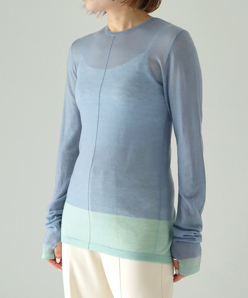 TENTO(テント)の「シアークルーネックニット(ニット/セーター・レディース・ブルー/オレンジ/ブラック/イエロー・FREE)」の12枚目の写真