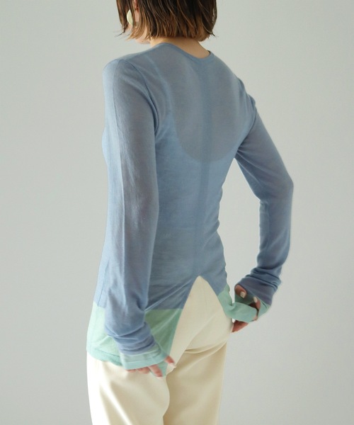 TENTO(テント)の「シアークルーネックニット(ニット/セーター・レディース・ブルー/オレンジ/ブラック/イエロー・FREE)」の13枚目の写真