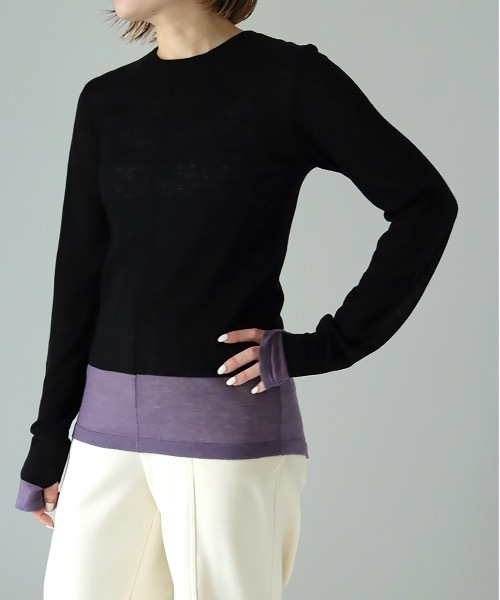 TENTO(テント)の「シアークルーネックニット(ニット/セーター・レディース・ブルー/オレンジ/ブラック/イエロー・FREE)」の17枚目の写真