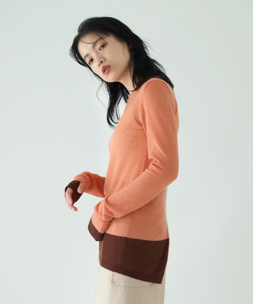 TENTO(テント)の「シアークルーネックニット(ニット/セーター・レディース・ブルー/オレンジ/ブラック/イエロー・FREE)」の20枚目の写真