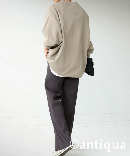 antiqua（アンティカ）の「セルフカット細リブワイドパンツ（その他パンツ・レディース・ブラック/ベージュ/パープル/レッド/グリーン/アイボリー/ダークグレー・FREE）」の19枚目の写真