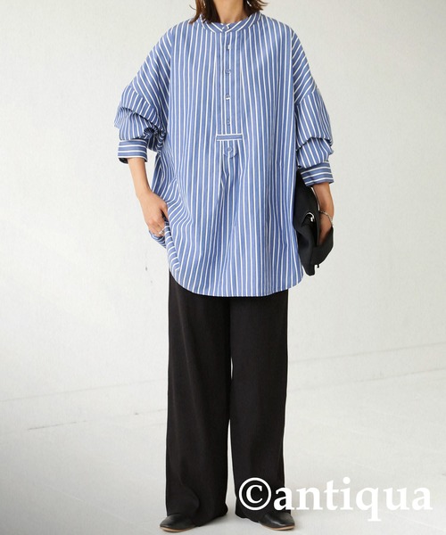 antiqua（アンティカ）の「セルフカット細リブワイドパンツ（その他パンツ・レディース・ブラック/ベージュ/パープル/レッド/グリーン/アイボリー/ダークグレー・FREE）」の12枚目の写真