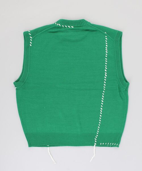 Beno(ビーノ)の「アシンメトリーハンドステッチニット オーバーシルエット クルーネックベスト(ベスト・メンズ・オフホワイト/ブラック/マスタード/グリーン・M/L)」の6枚目の写真