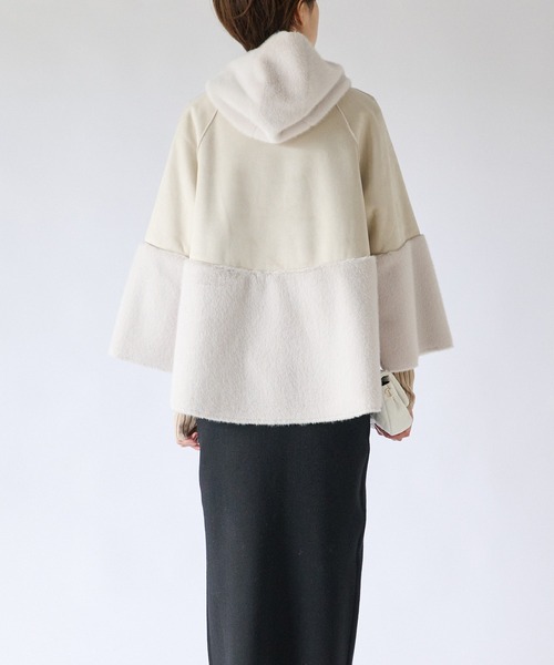 un dix cors（アンディコール）の「軽くて暖かい　フェイクムートンファーフードジャケット（ムートンコート・レディース・ベージュ/モカ・FREE）」の18枚目の写真