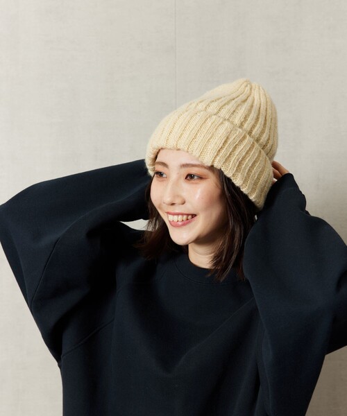 FREAK'S STORE（フリークスストア）の「【WEB限定】モヘヤライク ニット帽子（ニットキャップ/ビーニー・レディース・ブラック/オフホワイト/ピンク/オレンジ・ONE SIZE）」の13枚目の写真