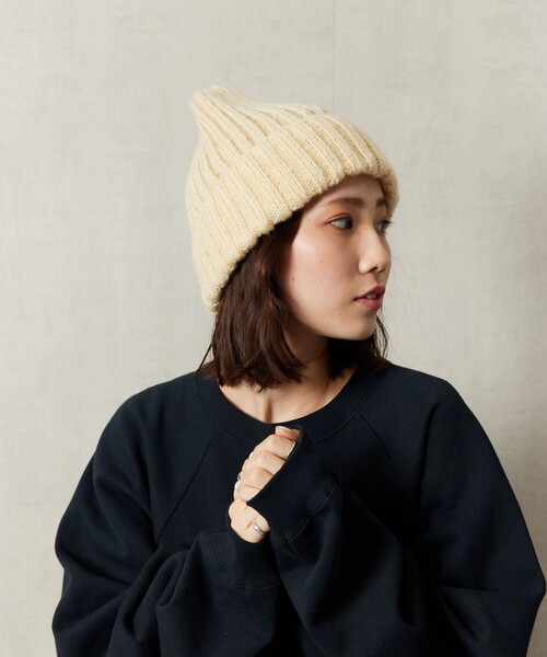 FREAK'S STORE（フリークスストア）の「【WEB限定】モヘヤライク ニット帽子（ニットキャップ/ビーニー・レディース・ブラック/オフホワイト/ピンク/オレンジ・ONE SIZE）」の6枚目の写真