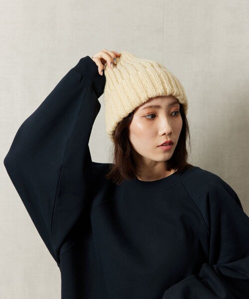 FREAK'S STORE（フリークスストア）の「【WEB限定】モヘヤライク ニット帽子（ニットキャップ/ビーニー・レディース・ブラック/オフホワイト/ピンク/オレンジ・ONE SIZE）」の10枚目の写真