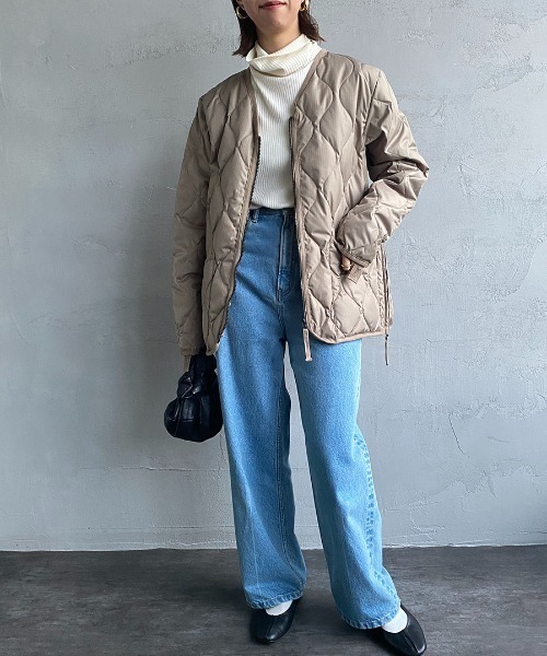 TAION（タイオン）の「【WEB限定】[TAION/タイオン] MILITARY Vネックダウンジャケット（ダウンジャケット/コート・レディース・モカ/ブラック/セージグリーン・M/L/XL）」の6枚目の写真