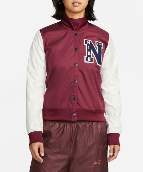 NIKE（ナイキ）の「NIKE WOMENS NSW JKT VSPT / ナイキ ウィメンズ ジャケット 【SP】（スタジャン・レディース・ブラック/バーガンディー・M/L/S）」の8枚目の写真