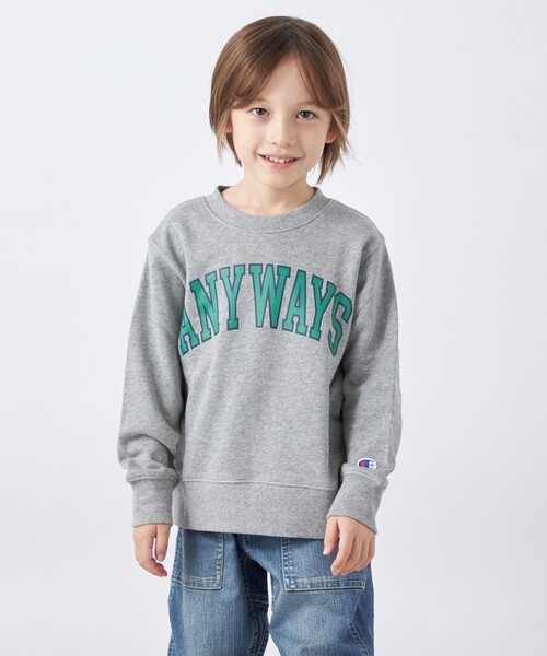 Champion(チャンピオン)の「【SHIPS any別注】Champion: エニィ プリント スウェット<KIDS>◇(スウェット・キッズ・グレー/ヘザーグレー/ケリー/ネイビー/ワイン・110/120/130/140)」の2枚目の写真