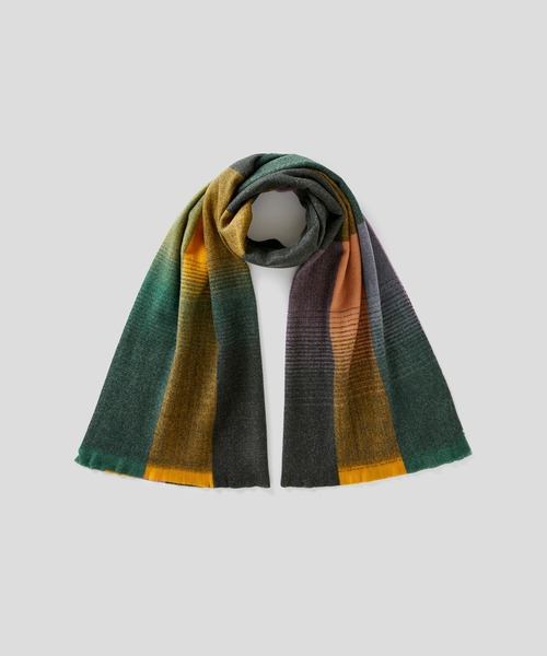 BENETTON (UNITED COLORS OF BENETTON)(ベネトンユナイテッドカラーズオブベネトン)の「フリンジ付き配色ストール(ストール/ショール・レディース・グレー系その他/オレンジ系その他/グリーン系その他・ONE SIZE)」の2枚目の写真