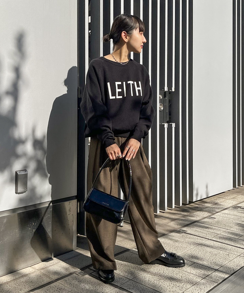 JOINT WORKS（ジョイントワークス）の「LEITH ロゴニット（ニット/セーター・レディース・ブラック/チャコールグレー/グリーン・FREE）」の22枚目の写真