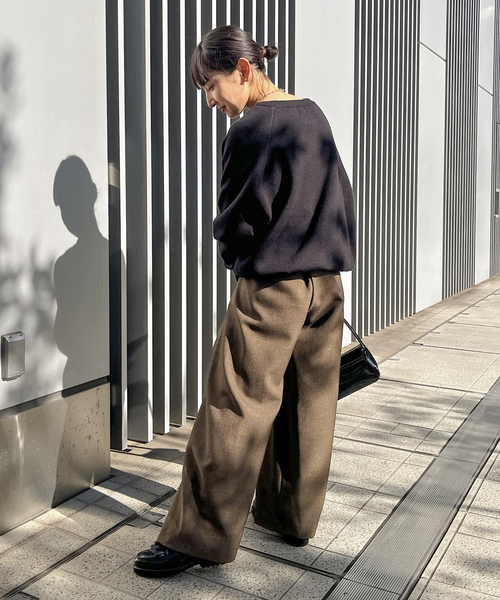 JOINT WORKS（ジョイントワークス）の「LEITH ロゴニット（ニット/セーター・レディース・ブラック/チャコールグレー/グリーン・FREE）」の16枚目の写真