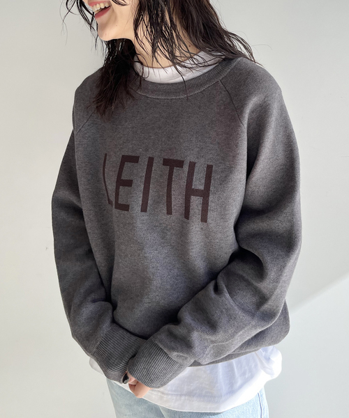 JOINT WORKS（ジョイントワークス）の「LEITH ロゴニット（ニット/セーター・レディース・ブラック/チャコールグレー/グリーン・FREE）」の17枚目の写真