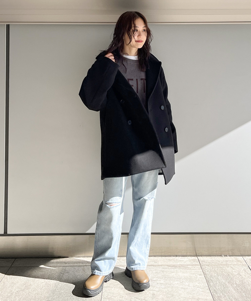 JOINT WORKS（ジョイントワークス）の「LEITH ロゴニット（ニット/セーター・レディース・ブラック/チャコールグレー/グリーン・FREE）」の12枚目の写真