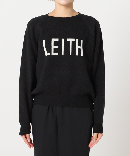 JOINT WORKS（ジョイントワークス）の「LEITH ロゴニット（ニット/セーター・レディース・ブラック/チャコールグレー/グリーン・FREE）」の8枚目の写真