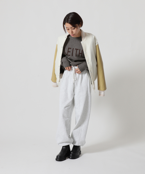 JOINT WORKS（ジョイントワークス）の「LEITH ロゴニット（ニット/セーター・レディース・ブラック/チャコールグレー/グリーン・FREE）」の9枚目の写真